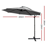 darrahopens Furniture > Outdoor Instahut 3M Outdoor Furniture Garden Umbrella Grey
