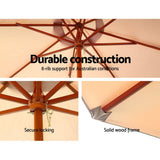 darrahopens Furniture > Outdoor Instahut 3M Outdoor Pole Umbrella Cantilever Stand Garden Umbrellas Patio Beige