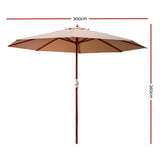 darrahopens Furniture > Outdoor Instahut 3M Outdoor Pole Umbrella Cantilever Stand Garden Umbrellas Patio Beige