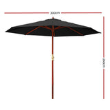 darrahopens Furniture > Outdoor Instahut 3M Outdoor Pole Umbrella Cantilever Stand Garden Umbrellas Patio Black