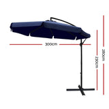 darrahopens Furniture > Outdoor Instahut 3M Outdoor Umbrella - Navy