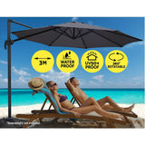 darrahopens Furniture > Outdoor Instahut 3M Roma Outdoor Furniture Garden Umbrella 360 Degree Charcoal