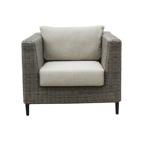Darrahopens Furniture > Outdoor Lara 1 Seater Outdoor Sofa Armchair Rattan Wicker Lounge Light Grey