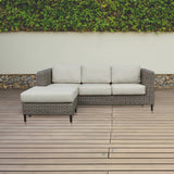 Darrahopens Furniture > Outdoor Lara 3 Seater Outdoor Sofa Rattan Reversible Chaise Lounge Light Grey