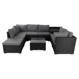 Darrahopens Furniture > Outdoor Large Modular Outdoor Ottoman Lounge Set in Black