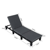 Darrahopens Furniture > Outdoor Laura Rattan Sunbed Sun Lounge Adjustable Black