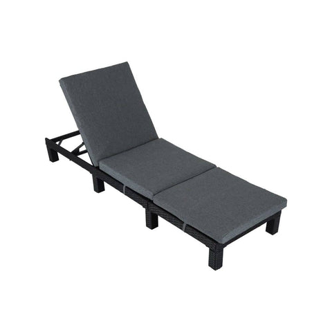 Darrahopens Furniture > Outdoor Laura Rattan Sunbed Sun Lounge Adjustable Black