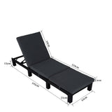 Darrahopens Furniture > Outdoor Laura Rattan Sunbed Sun Lounge Adjustable Light Grey