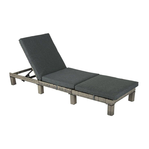 Darrahopens Furniture > Outdoor Laura Rattan Sunbed Sun Lounge Adjustable Light Grey