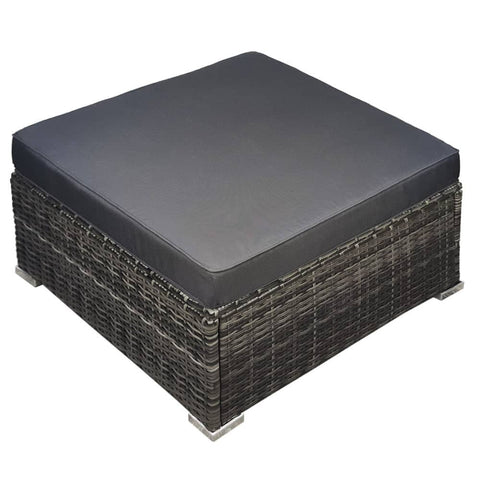 Darrahopens Furniture > Outdoor LONDON RATTAN 1 Seater Outdoor Ottoman Modular Wicker Lounge Furniture, Grey