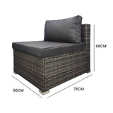 Darrahopens Furniture > Outdoor LONDON RATTAN 1 Seater Outdoor Sofa Modular Lounge Chair, Grey