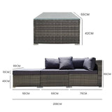 Darrahopens Furniture > Outdoor LONDON RATTAN 4 Piece 3 Seater Modular Outdoor Lounge Setting incl. Coffee Table, Ottoman, Grey