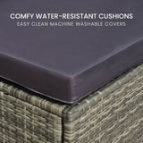 Darrahopens Furniture > Outdoor LONDON RATTAN 4 Piece 3 Seater Modular Outdoor Lounge Setting incl. Coffee Table, Ottoman, Grey