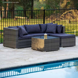 Darrahopens Furniture > Outdoor LONDON RATTAN 4 Seater Modular Outdoor Lounge Setting with Coffee Table, Ottoman, Grey