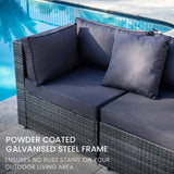 Darrahopens Furniture > Outdoor LONDON RATTAN 4 Seater Modular Outdoor Lounge Setting with Coffee Table, Ottomans, Grey
