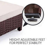 Darrahopens Furniture > Outdoor LONDON RATTAN 6pc Outdoor Furniture Setting Wicker Lounge Sofa Set Ottoman Brown