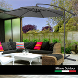 darrahopens Furniture > Outdoor Milano 3M Outdoor Umbrella Cantilever With Protective Cover Patio Garden Shade - Charcoal