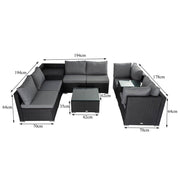 Darrahopens Furniture > Outdoor Modular Outdoor Lounge Set - 9pcs Sofa, Armchairs and Coffee Table