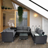 Darrahopens Furniture > Outdoor Modular Outdoor Lounge Set - 9pcs Sofa, Armchairs and Coffee Table