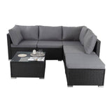 Darrahopens Furniture > Outdoor Ottoman-Style Outdoor Lounge Set in Black