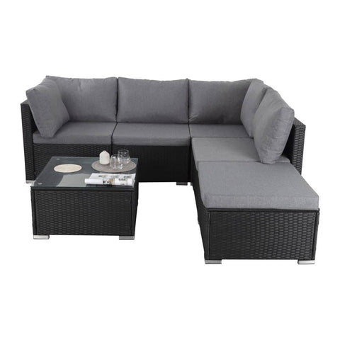 Darrahopens Furniture > Outdoor Ottoman-Style Outdoor Lounge Set in Black