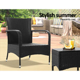 darrahopens Furniture > Outdoor Outdoor Furniture Patio Set Wicker Outdoor Conversation Set Chairs Table 3PCS