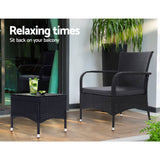darrahopens Furniture > Outdoor Outdoor Furniture Patio Set Wicker Outdoor Conversation Set Chairs Table 3PCS