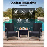 darrahopens Furniture > Outdoor Outdoor Furniture Patio Set Wicker Outdoor Conversation Set Chairs Table 3PCS
