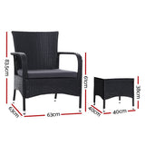 darrahopens Furniture > Outdoor Outdoor Furniture Patio Set Wicker Outdoor Conversation Set Chairs Table 3PCS