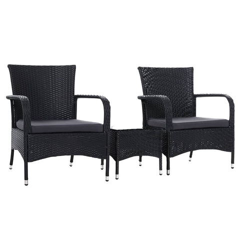 darrahopens Furniture > Outdoor Outdoor Furniture Patio Set Wicker Outdoor Conversation Set Chairs Table 3PCS