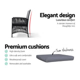 darrahopens Furniture > Outdoor Outdoor Furniture Set of 2 Dining Chairs Wicker Garden Patio Cushion Black Gardeon