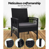 darrahopens Furniture > Outdoor Outdoor Furniture Set of 2 Dining Chairs Wicker Garden Patio Cushion Black Gardeon