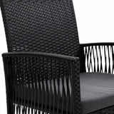 darrahopens Furniture > Outdoor Outdoor Furniture Set of 2 Dining Chairs Wicker Garden Patio Cushion Black Gardeon