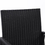 darrahopens Furniture > Outdoor Outdoor Furniture Set of 2 Dining Chairs Wicker Garden Patio Cushion Black Gardeon