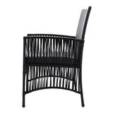 darrahopens Furniture > Outdoor Outdoor Furniture Set of 2 Dining Chairs Wicker Garden Patio Cushion Black Gardeon