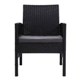 darrahopens Furniture > Outdoor Outdoor Furniture Set of 2 Dining Chairs Wicker Garden Patio Cushion Black Gardeon