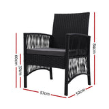 darrahopens Furniture > Outdoor Outdoor Furniture Set of 2 Dining Chairs Wicker Garden Patio Cushion Black Gardeon