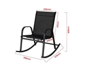 Darrahopens Furniture > Outdoor Rocking Chair High Back Rocker Chairs Steel Metal Textilene Fabric-Black