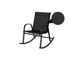 Darrahopens Furniture > Outdoor Rocking Chair High Back Rocker Chairs Steel Metal Textilene Fabric-Black