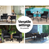darrahopens Furniture > Outdoor Set of 2 Outdoor Bistro Chairs Patio Furniture Dining Chair Wicker Garden Cushion Gardeon