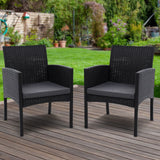 darrahopens Furniture > Outdoor Set of 2 Outdoor Bistro Chairs Patio Furniture Dining Chair Wicker Garden Cushion Gardeon