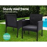 darrahopens Furniture > Outdoor Set of 2 Outdoor Bistro Chairs Patio Furniture Dining Chair Wicker Garden Cushion Gardeon
