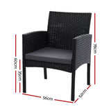 darrahopens Furniture > Outdoor Set of 2 Outdoor Bistro Chairs Patio Furniture Dining Chair Wicker Garden Cushion Gardeon