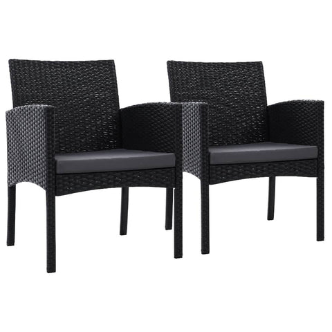 darrahopens Furniture > Outdoor Set of 2 Outdoor Bistro Chairs Patio Furniture Dining Chair Wicker Garden Cushion Gardeon