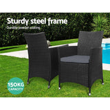 darrahopens Furniture > Outdoor Set of 2 Outdoor Bistro Set Chairs Patio Furniture Dining Wicker Garden Cushion Gardeon