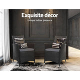 darrahopens Furniture > Outdoor Set of 2 Outdoor Bistro Set Chairs Patio Furniture Dining Wicker Garden Cushion Gardeon