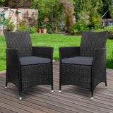 darrahopens Furniture > Outdoor Set of 2 Outdoor Bistro Set Chairs Patio Furniture Dining Wicker Garden Cushion Gardeon