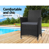 darrahopens Furniture > Outdoor Set of 2 Outdoor Bistro Set Chairs Patio Furniture Dining Wicker Garden Cushion Gardeon