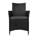 darrahopens Furniture > Outdoor Set of 2 Outdoor Bistro Set Chairs Patio Furniture Dining Wicker Garden Cushion Gardeon