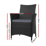 darrahopens Furniture > Outdoor Set of 2 Outdoor Bistro Set Chairs Patio Furniture Dining Wicker Garden Cushion Gardeon